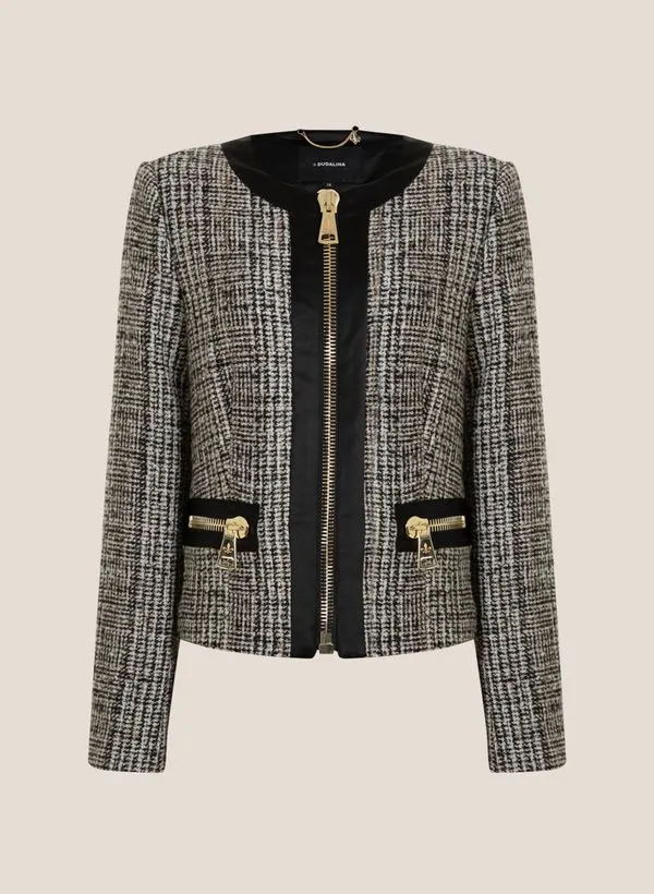 Casaco Tweed Zíper Metal Dudalina Feminino 42