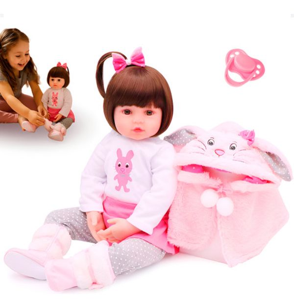 BONECA BEBE REBORN BABY SARAH 18 100% VINIL - SHINY TOYS
