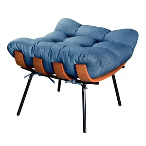 Puff Costela Revestimento em Linho Azul 330 com Estrutura em Aço e Enchimento Fibra Siliconada Bella Decor Puff Costela Linho Azul 330 Fibra Siliconada Estrutura Aço Bella Decor