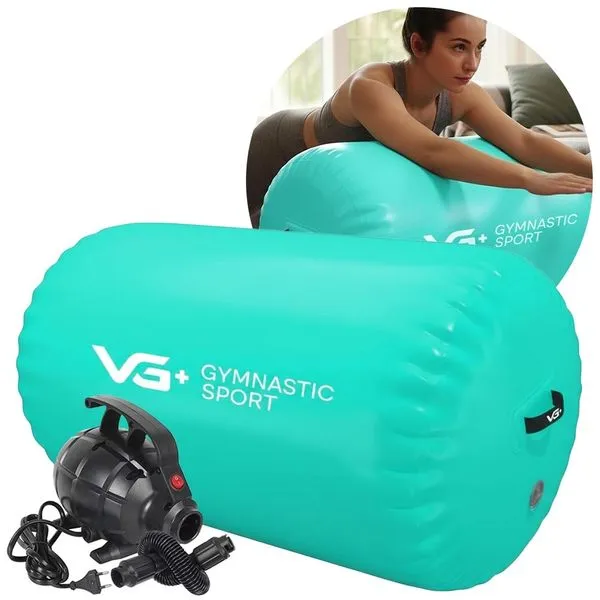 Rolo Inflável para Ginástica 120cm Roller Yoga com Bomba Elétrica 110v VG Plus Verde
