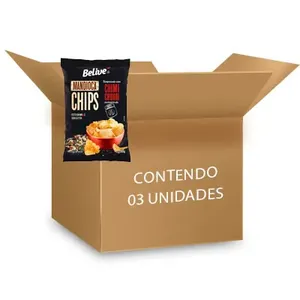 Mandioca Chips Chimichurri Sem Glúten Belive contendo 3 pacotes de 50g cada