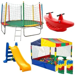 Kit Cama Elástica 3,05M com Piscina de Bolinhas 1,50M Escorregador e Gangorra 2 Lugares Rotoplay Brinquedos Cama Elástica 3,05M com Piscina de Bolinhas Escorregador e Gangorra Rotoplay