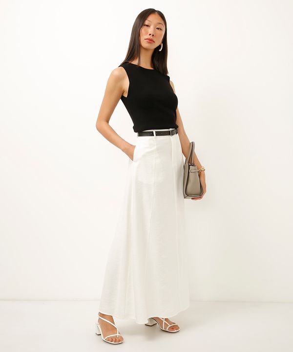 saia longa com cinto off white 44
