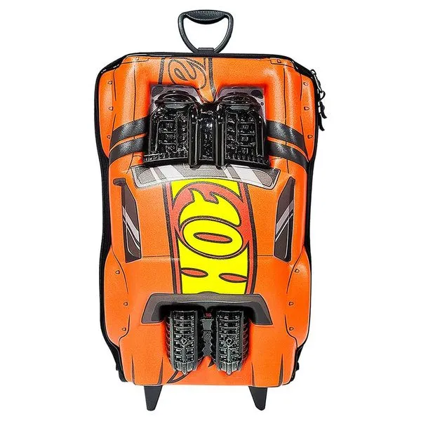 Mochila Com Rodinha Hotwheels Night Shifter Laranja Motor Preto