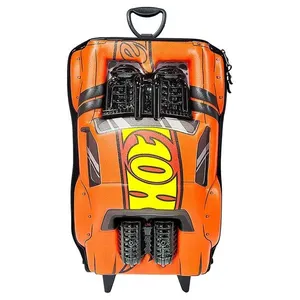 Mochila Com Rodinha Hotwheels Night Shifter Laranja Motor Preto
