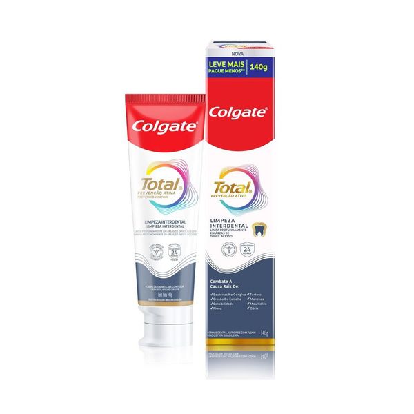 Creme Dental Colgate Total Prevenção Ativa Limpeza Interdental 140g