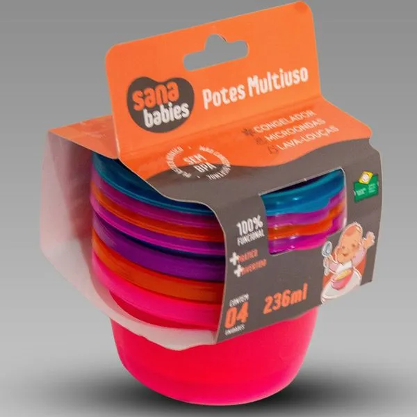 Potes Multiuso 236ML Com 4 Unidades 9313 9313