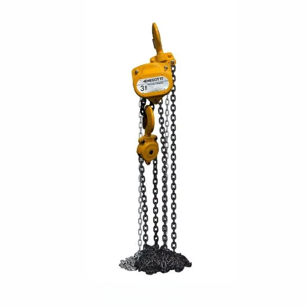 Talha de Corrente Manual MTC 0.5 Tonelada 5m para Elevação de Materiais Pesados Amarelo Menegotti Talha de Corrente Manual MTC 0.5 Tonelada 5m Amarelo para Construção Civil Menegotti