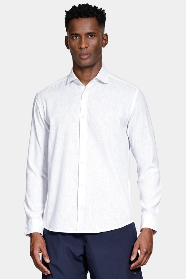 Camisa Slim Manga Longa Linen Branco - P