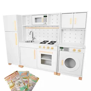Kit Cozinha Infantil com Geladeira e Máquina de Lavar Branco