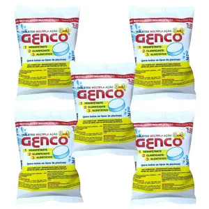 Kit 05 Pastilha Tablete Genco Cloro Multi Ação 200g Piscina