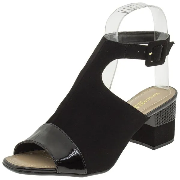 Sandália Feminina Salto Médio Via Scarpa - 126312203 Preto 35