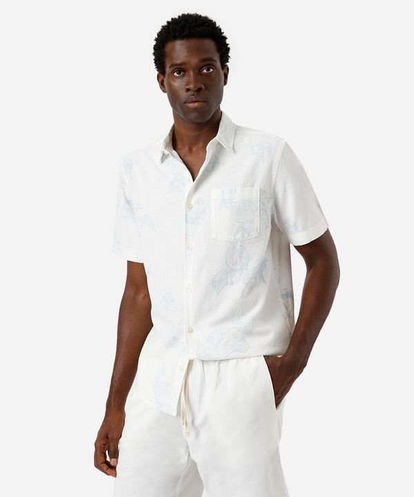 camisa masculina de algodão com bolso folhagens colorida M
