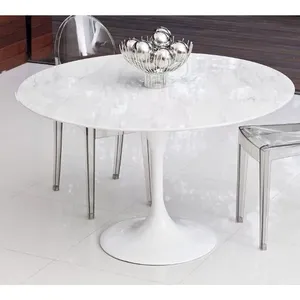 Mesa de Jantar Tulipa Saarinen Redonda 100cm Mármore Branco