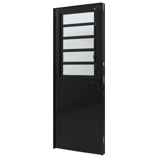 Porta de Giro com Basculante Perfecta PSB Direita de Alumínio 80x215cm para Garagem Preta Jap Telecom Porta de Giro Basculante Perfecta PSB Direita de Alumínio 80x215cm Preta Jap Telecom