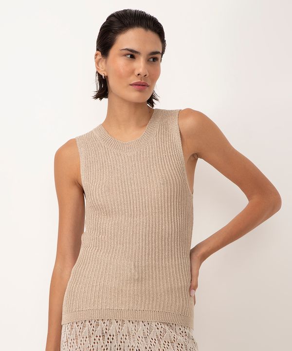 regata de tricot com fios lurex dourado G