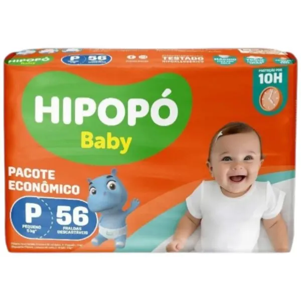 Fralda Hipopo Baby Econômico P 56 Unidades (MP)