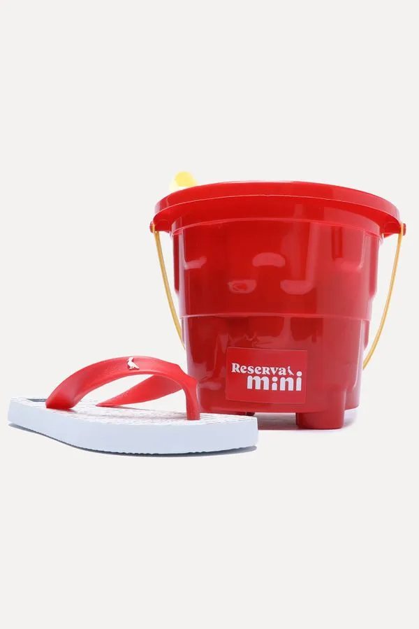 Chinelo Rmi Kit Praia Mini Branco/Vermelho - 27/28