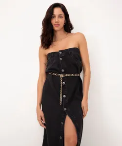 cinto fino corrente entrelaçada preto 95CM