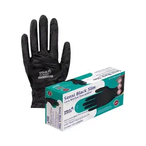 Luva Descartável Volk Nitrílica Sensi Black Slim EG 100 Unidades LUVA VOLK NITRILA BLACK SLIM EG