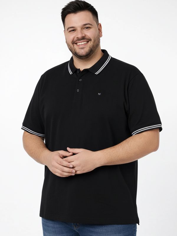 Polo Manga Curta Plus Size Masculina PRETO G2
