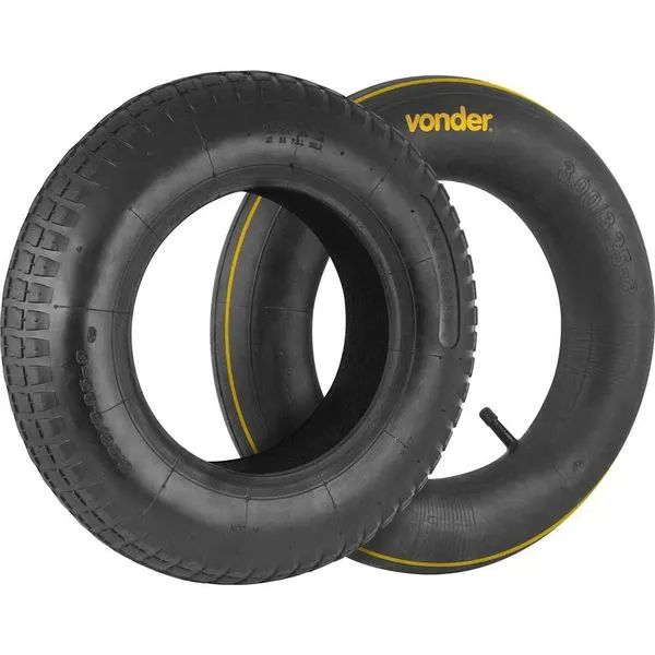 Pneu para carrinho 3,25" x 8" 2 Lonas com câmara - VONDER