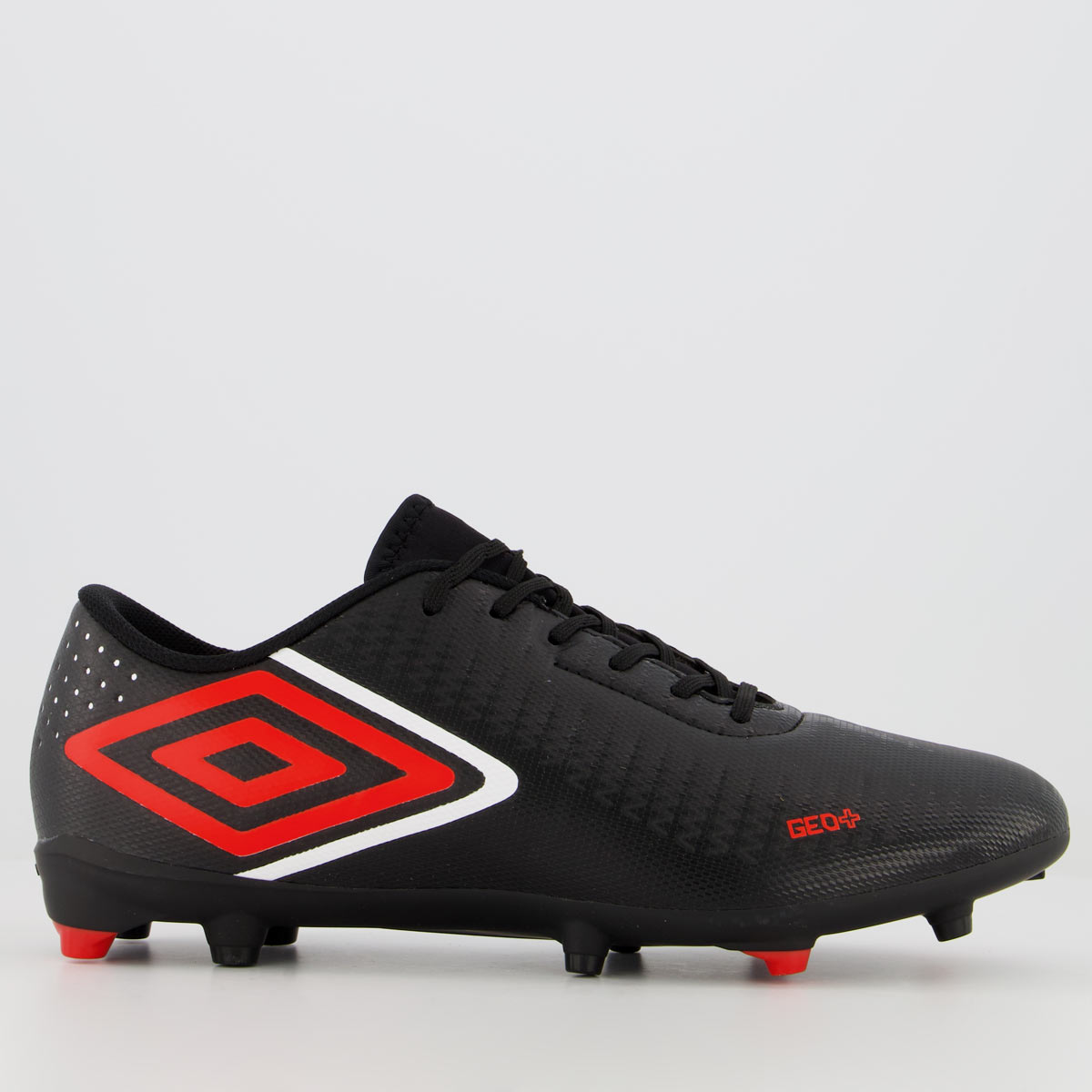 Chuteira Umbro Geo+ Campo Preta e Laranja