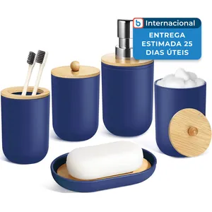 Conjunto para Banheiro 5 Peças Alpiriral de Cerâmica Azul A-MBI