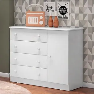 Cômoda Sapateira Antigua 4 Gavetas em MDF Branco com Porta e Prateleira para Quarto Cômoda Sapateira Branco (2561.5)