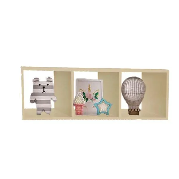 Nicho Triplo 90x30x20 MDF Fixação Parede Organizador para Sala e Quarto Natural Trovarelli Móveis Nicho Triplo 90x30x20 MDF Natural para Organização de Ambientes Trovarelli Móveis