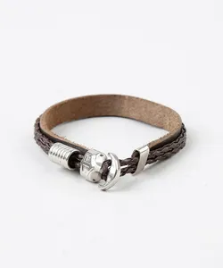 Pulseira Masculina com Âncora Marrom Único