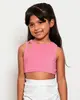 Regata Infantil Cropped Lurex Com Recorte Vazado Rosa Escuro 8