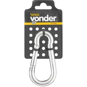 Mosquetão Galvanizado Cartela 8x80mm 230kg com Trava Uso Leve - VONDER