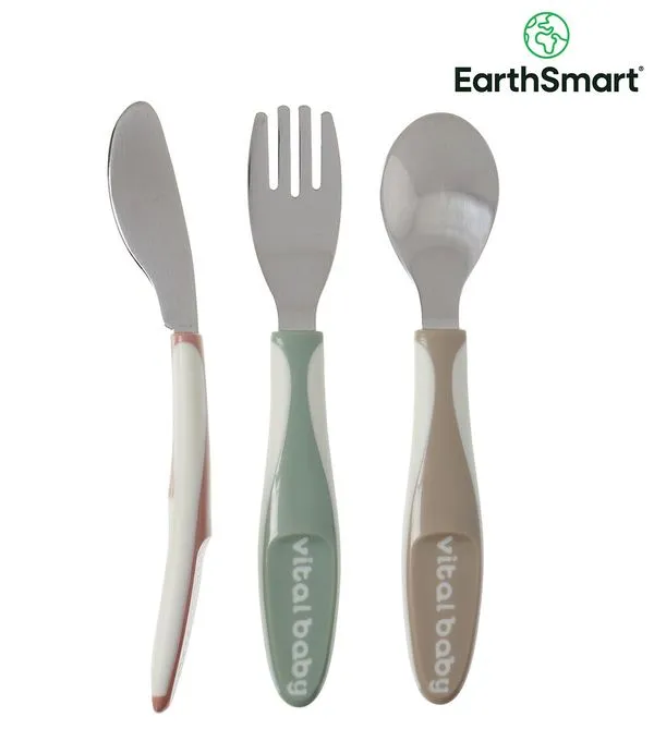 Kit Talheres Ponta em Inox com 3 unidades Vital Baby Inox