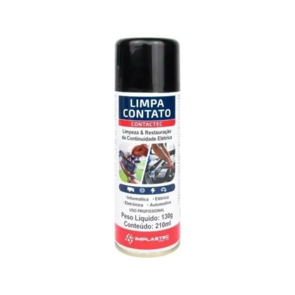 Spray Limpa Contato Contactec 130g 210ml para Limpeza Instantânea de Circuitos Desenergizados Implastec Spray Limpa Contato Contactec 130g 210ml para Eletrônica Elétrica e Informática Implastec