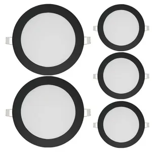 Kit 5 Painéis de LED Redondo Embutir 12W 6500K Branco Frio Preto Bivolt Blumenau Iluminação Kit 5 Painéis de LED Redondo Embutir 12W 6500K Preto Bivolt Blumenau Iluminação