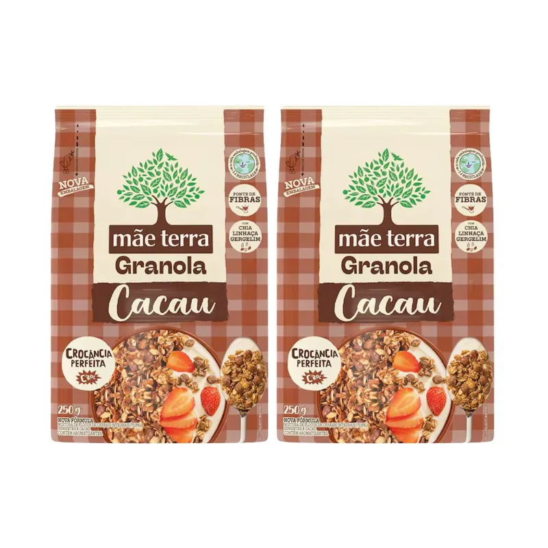 Kit Granola Cacau Vegana - Mãe Terra 2 Unidades 250g