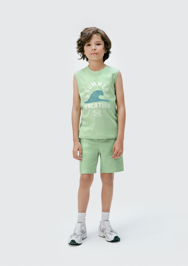 Regata Infantil Menino Em Malha De Algodão Com Estampa - Verde 010