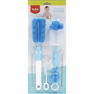 Escovas para Mamadeiras e Canudos Buba Baby Azul 6 peças
