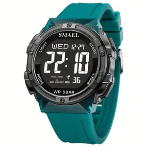 Relógio Digital Esportivo Masculino Moderno e Estiloso com Alarme Cronômetro LED Azul Claro Smael Relógio Digital Esportivo Masculino Moderno e Estiloso com Alarme LED Azul Claro Smael