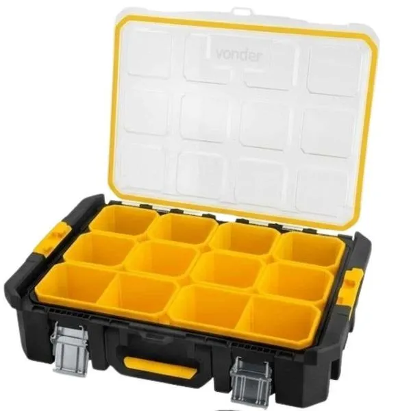 Organizador Plástico OPV 910 Plus 12 Compartimentos Removíveis Vedação IP65 Preto Vonder Organizador Plástico OPV 910 Plus 12 Compartimentos IP65 Preto Vonder
