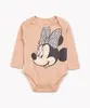 body infantil de algodão manga longa minnie mouse marrom 0-3