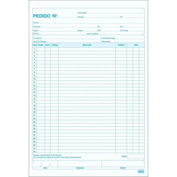 Bloco Pedido 1/18 50 Folhas