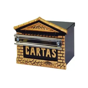 Caixa de Correio Francesa para Grade 15x21x12cm Abertura por Detrás Dourado Metalmig Caixa de Correio Francesa para Grade 15x21x12cm Dourado Metalmig