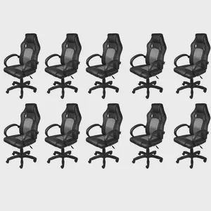 Kit 10 Cadeiras Gamer com Relax e Braço Estofado Raptor 3316