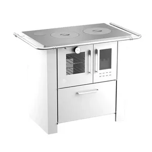 Fogão a Lenha 4 Bocas Elevare Industrial Cheff N°02 Esquerdo Mesa Aço Carbono Branco com Forno Fogão a Lenha 4 Bocas Elevare Industrial Cheff N°02 Esquerdo Branco com Forno