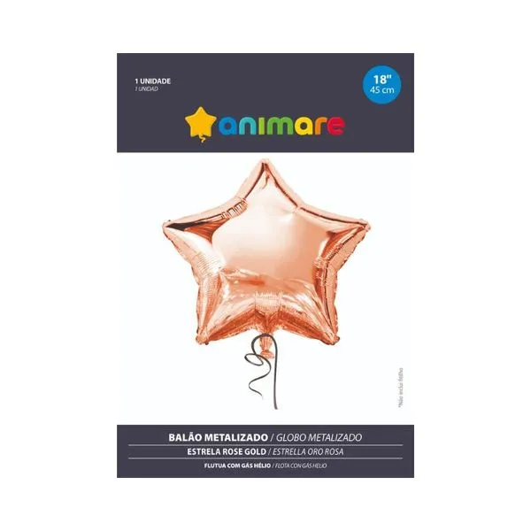 Balão BR Festas Estrela Rose Gold BALAO BR FESTAS ESTRELA ROSE GOLD