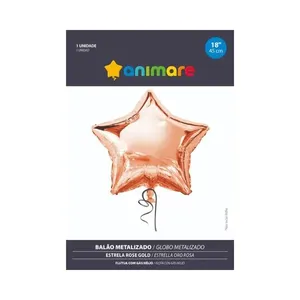 Balão BR Festas Estrela Rose Gold BALAO BR FESTAS ESTRELA ROSE GOLD