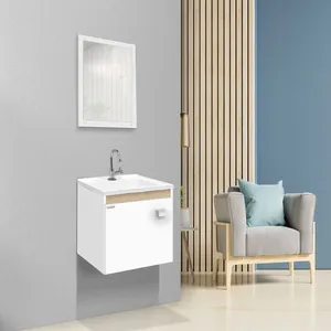 Conjunto de Móveis Para Banheiro Fabribam Econômico 40Cm Suspenso Branco e Carvalho