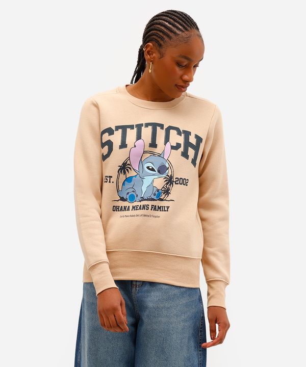 blusão feminino de moletom stitch bege G